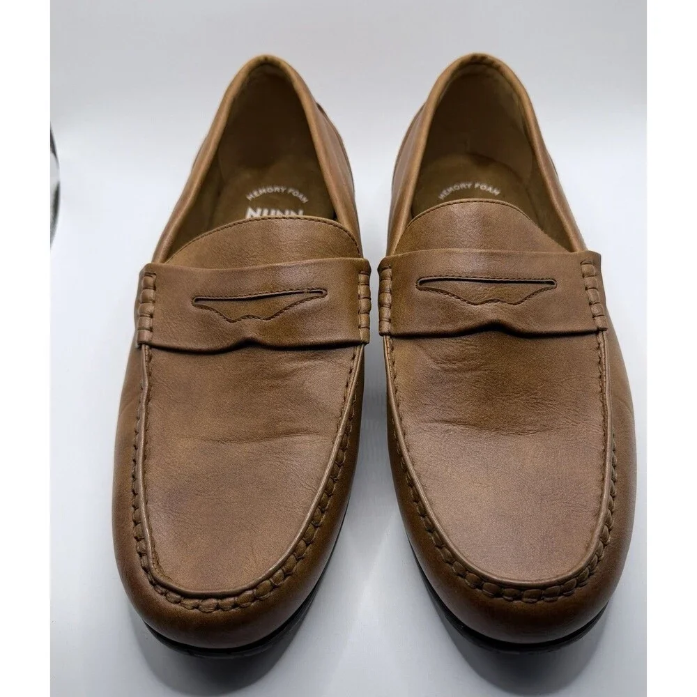 Nunn Bush Caffray Moc Toe Penny Loafer Mens 11XW Cognac Memory Foam Slip On